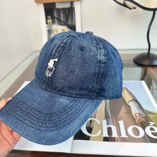 Ralph Lauren Hat Dark Denim Washed Pony Baseball Cap