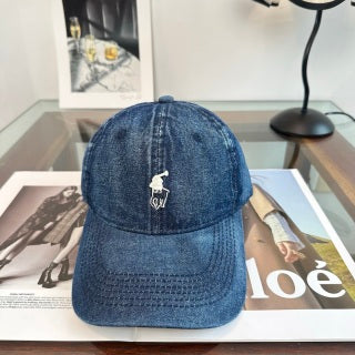 Ralph Lauren Hat Dark Denim Washed Pony Baseball Cap