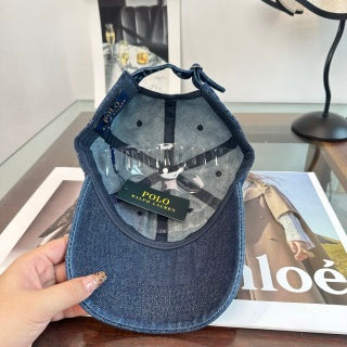 Ralph Lauren Hat Dark Denim Washed Pony Baseball Cap