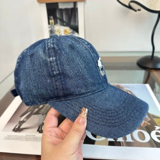 Ralph Lauren Hat Dark Denim Washed Pony Baseball Cap