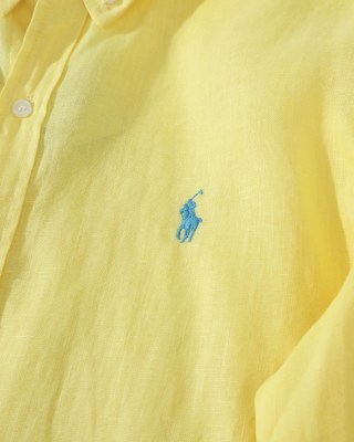 Ralph Lauren Shirt Washed Linen Classic Button Down Long Sleeve Shirt