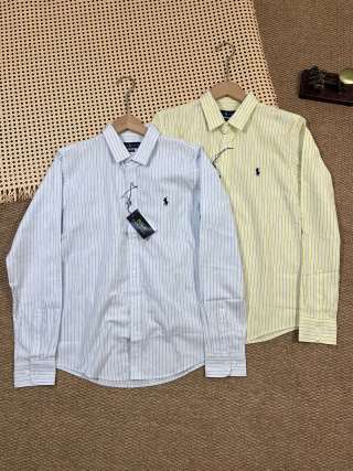Ralph Lauren Shirt Linen Pinstripe Long Sleeve Shirt