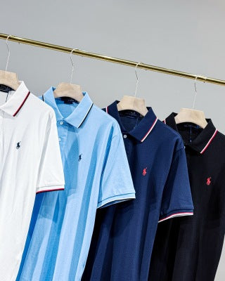 Ralph Lauren Tipped Collar Cotton Mesh Polo Shirt