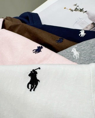 Ralph Lauren Polo Shirt Women's Cotton Ribbed Collar Polo