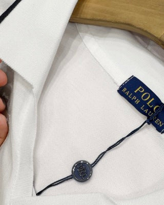 Ralph Lauren V-Neck Contrast Trim Cotton Polo Shirt